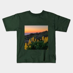 Sunset with yellow lupins Kids T-Shirt